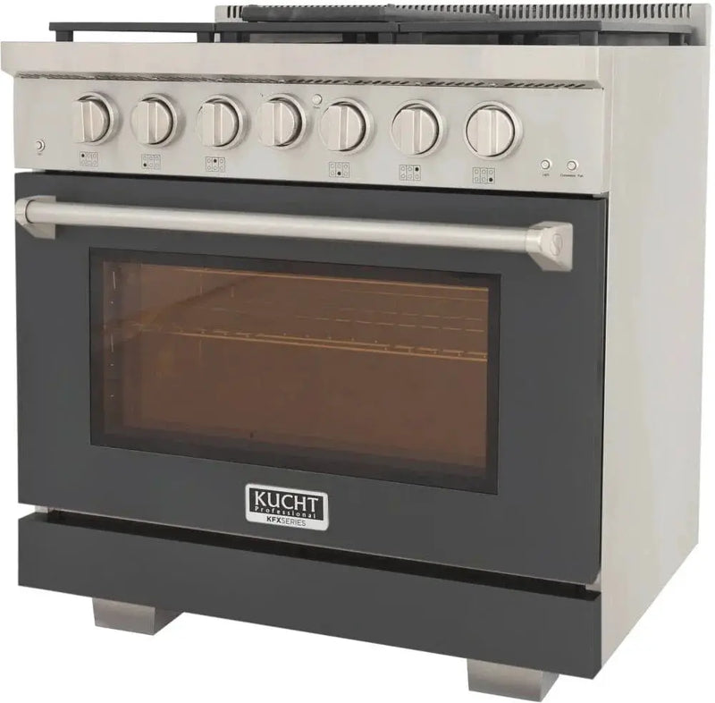 Kucht 36" Freestanding Professional Gas Range KFX3600X-GY by Farmhouse Kitchen and Bath
