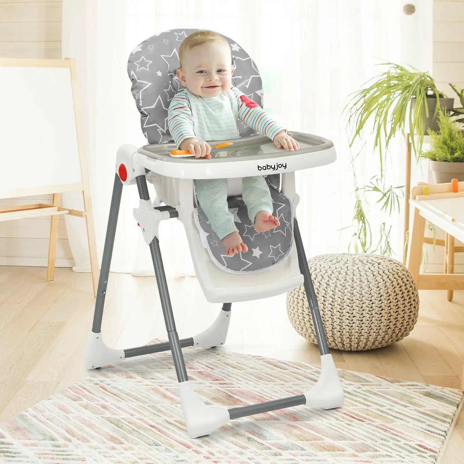 Folding Baby High Dining Chair with 6-Level Height Adjustment by DirectDeals