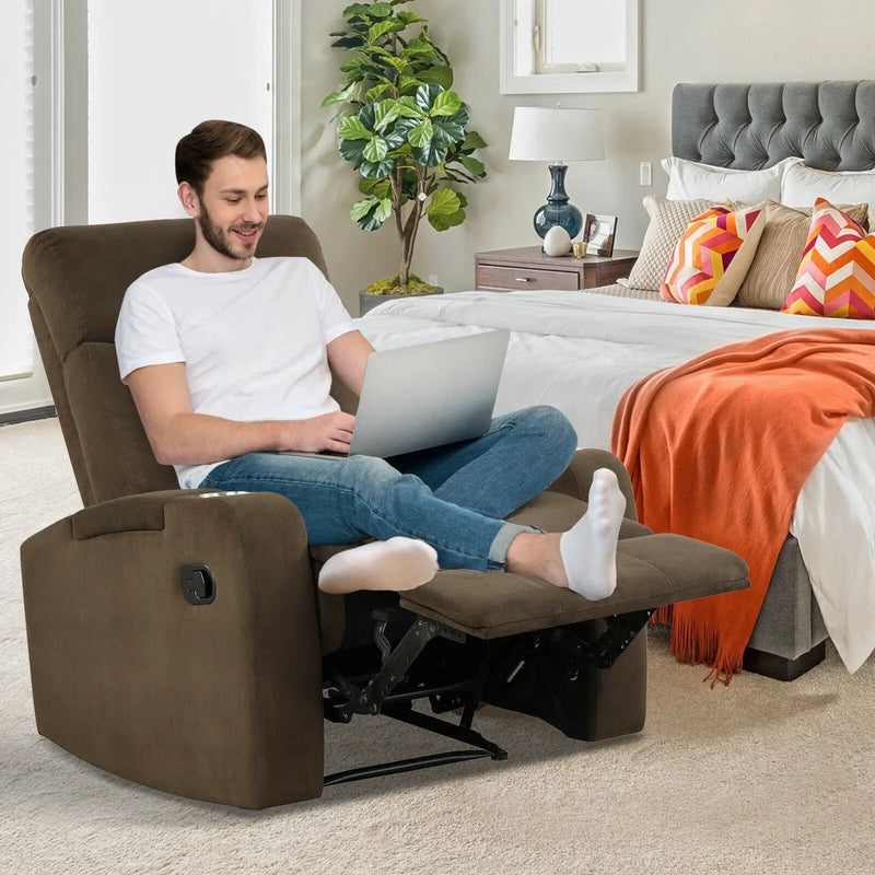 Recliner Chair Single Sofa Lounger with Arm Storage and Cup Holder for Living Room by DirectDeals