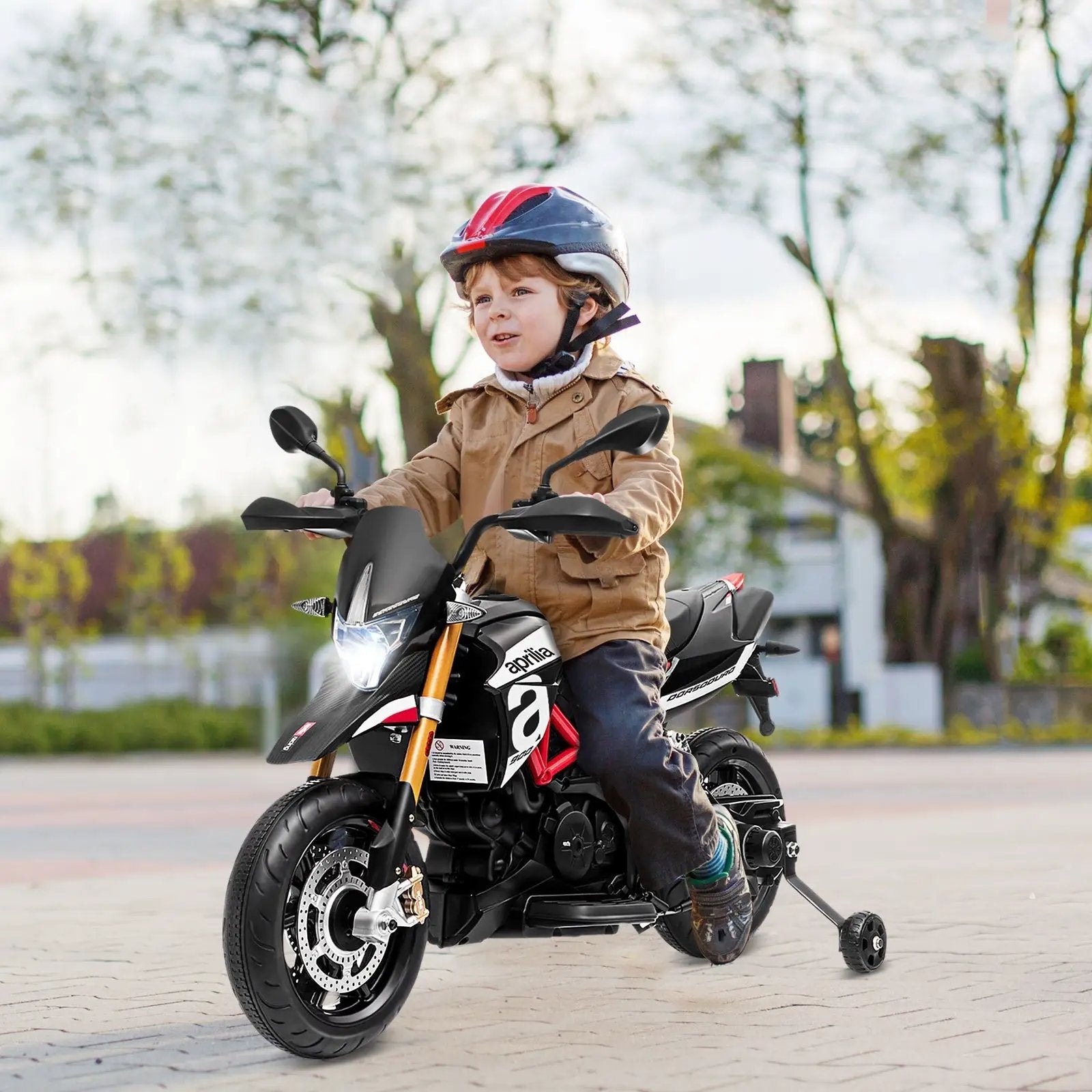 12V Kids Ride-On Motorcycle Aprilia Licensed with Sounds and Music by DirectDeals