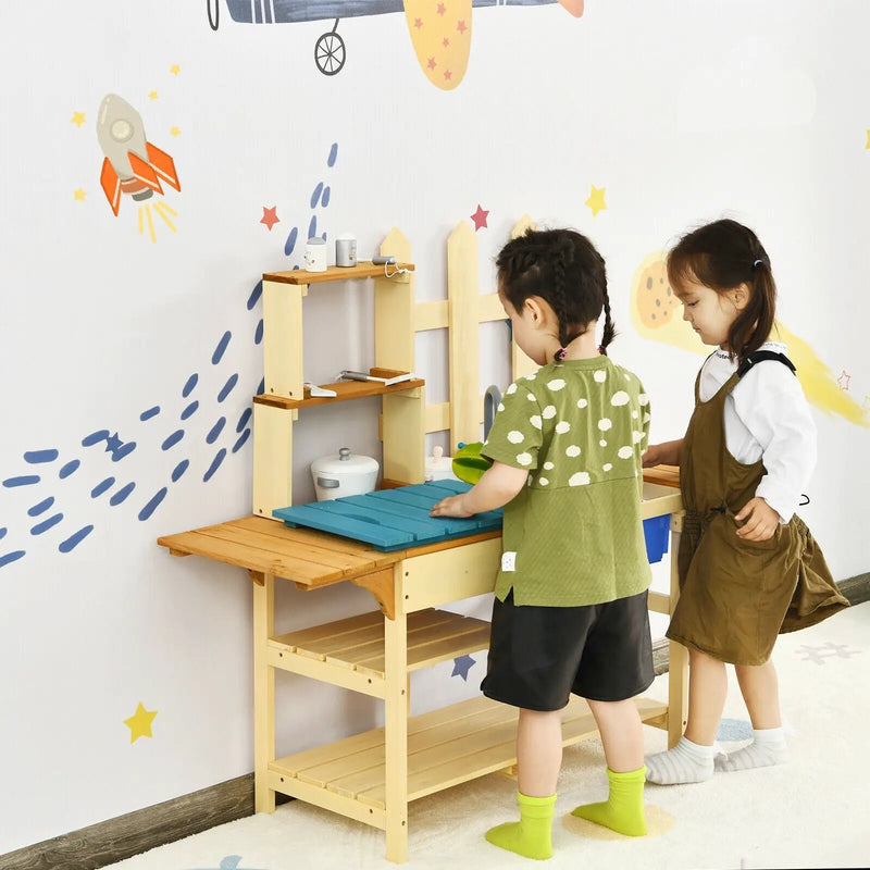 Kid's Outdoor Wooden Pretend Cook Kitchen Playset Toy by DirectDeals