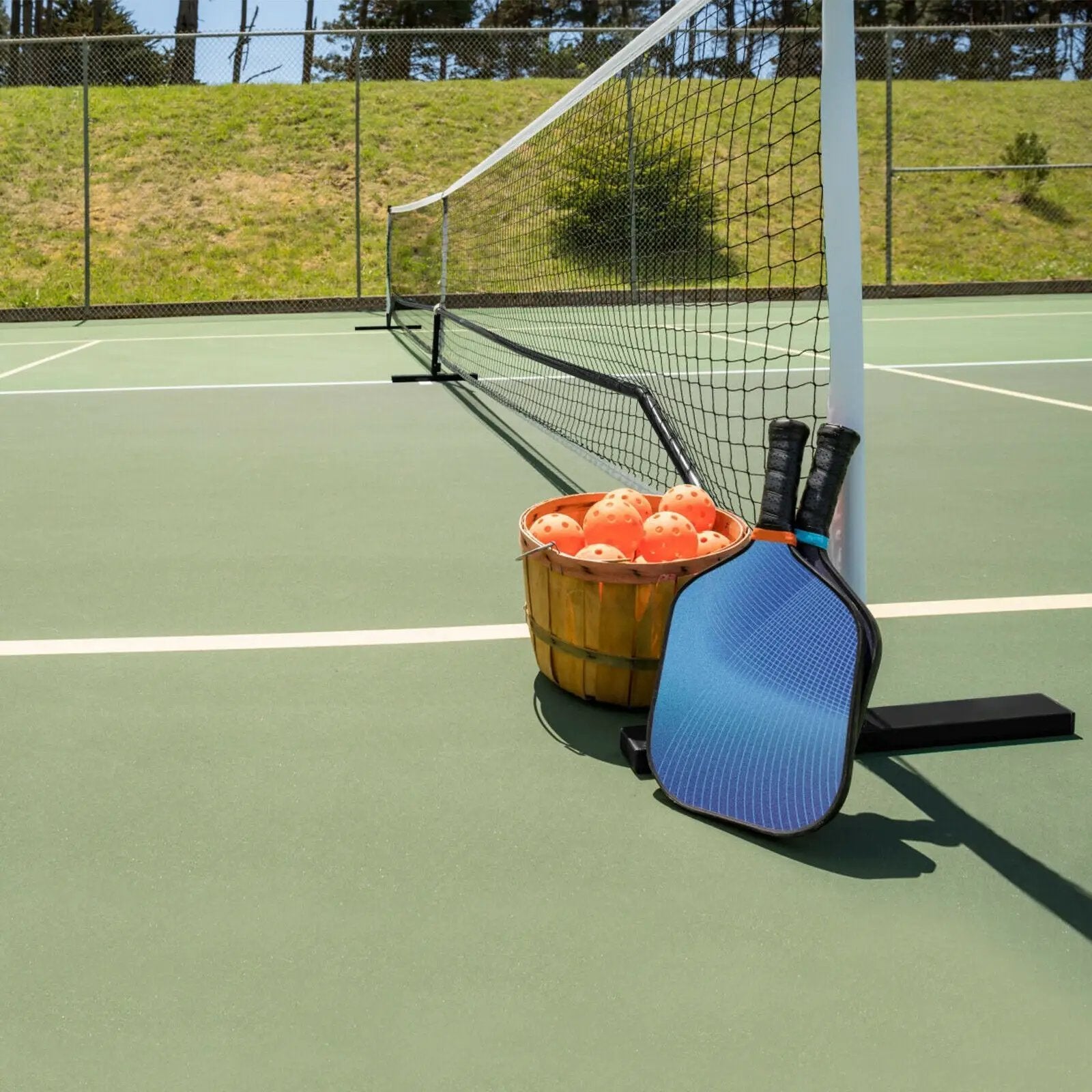 22 Feet Portable Pickleball Net Set System with Carry Bag for Indoor Outdoor Game by DirectDeals