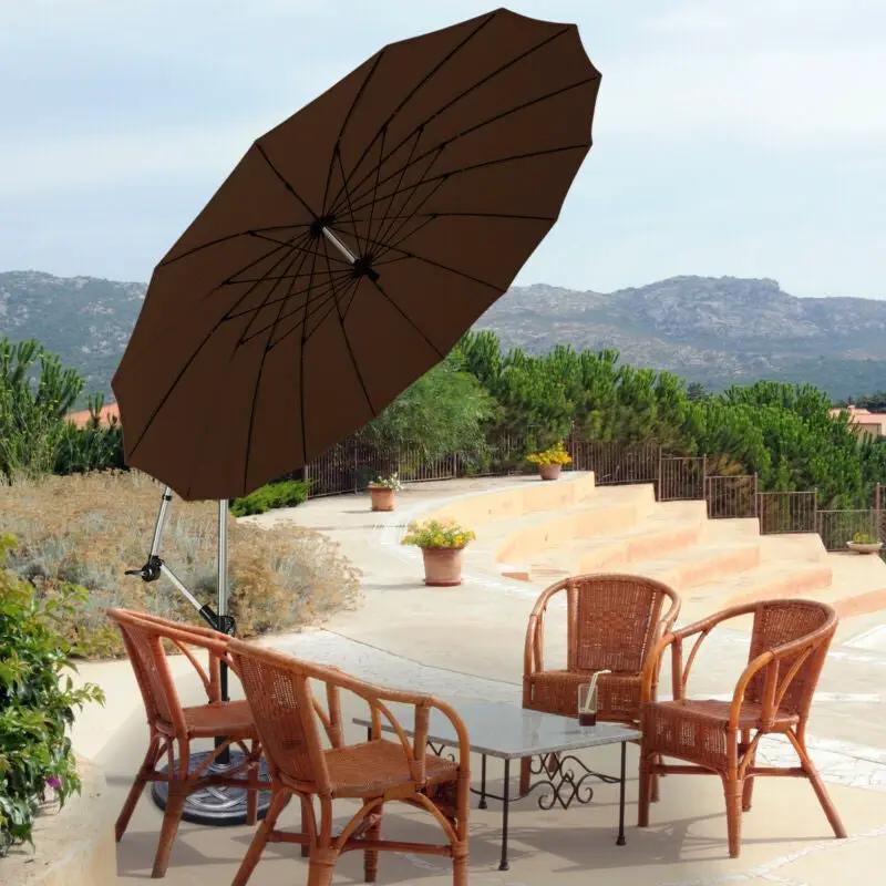 10 Feet Patio Offset Umbrella Market Hanging Umbrella for Backyard Poolside Lawn Garden by DirectDeals