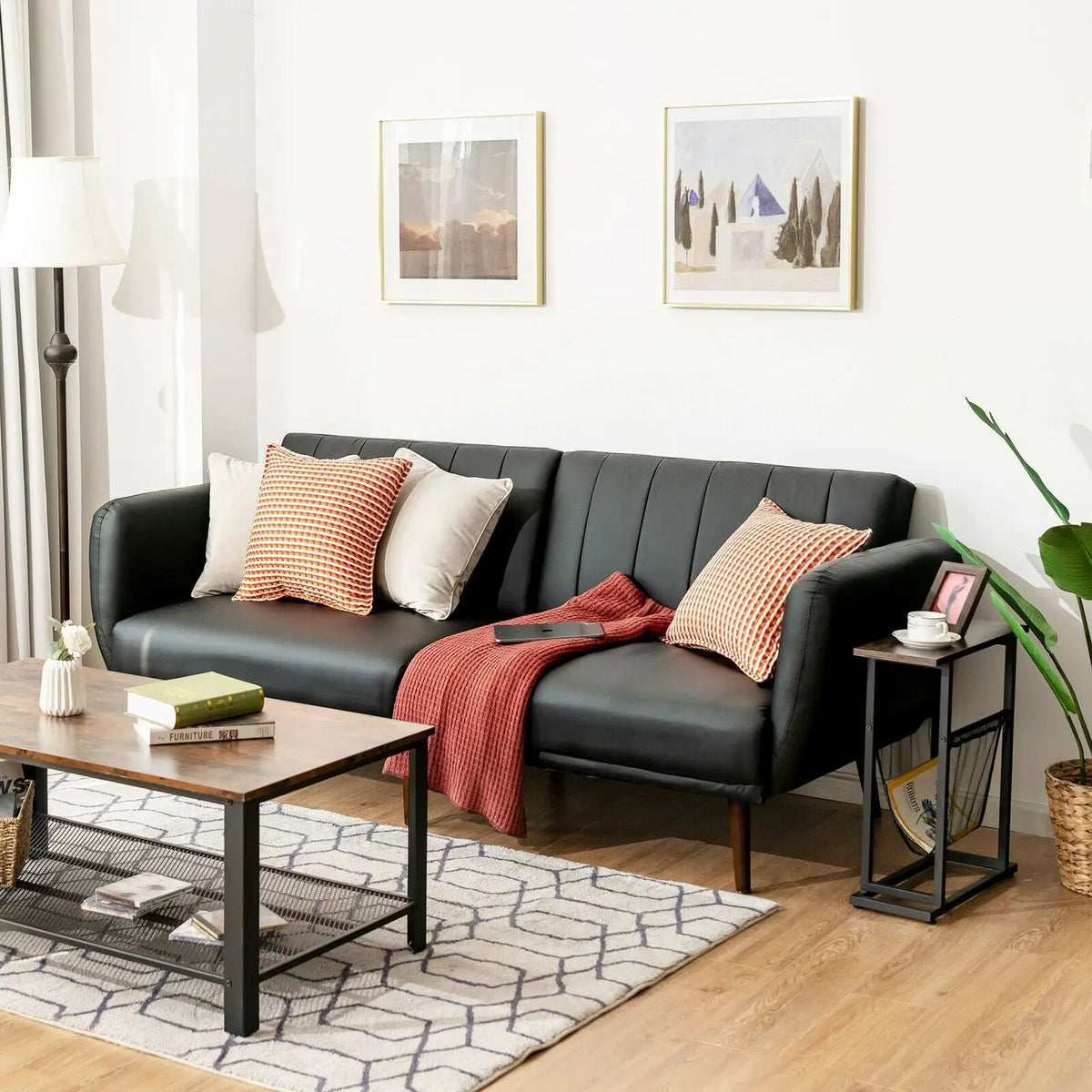 3 Seat Convertible Sofa Bed with Adjustable Backrest for Living Room