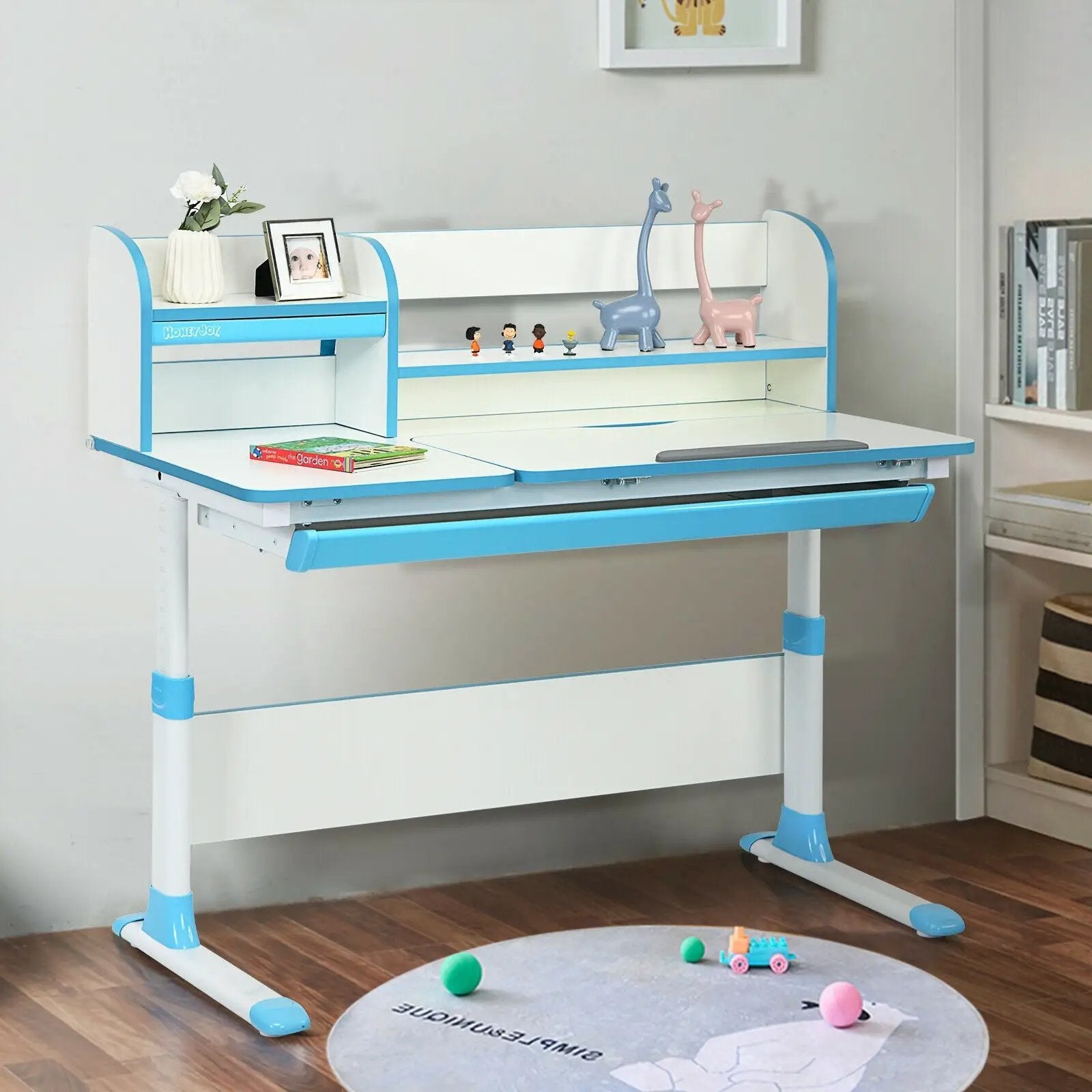 Adjustable Height Study Desk with Drawer and Tilted Desktop for School and Home by DirectDeals