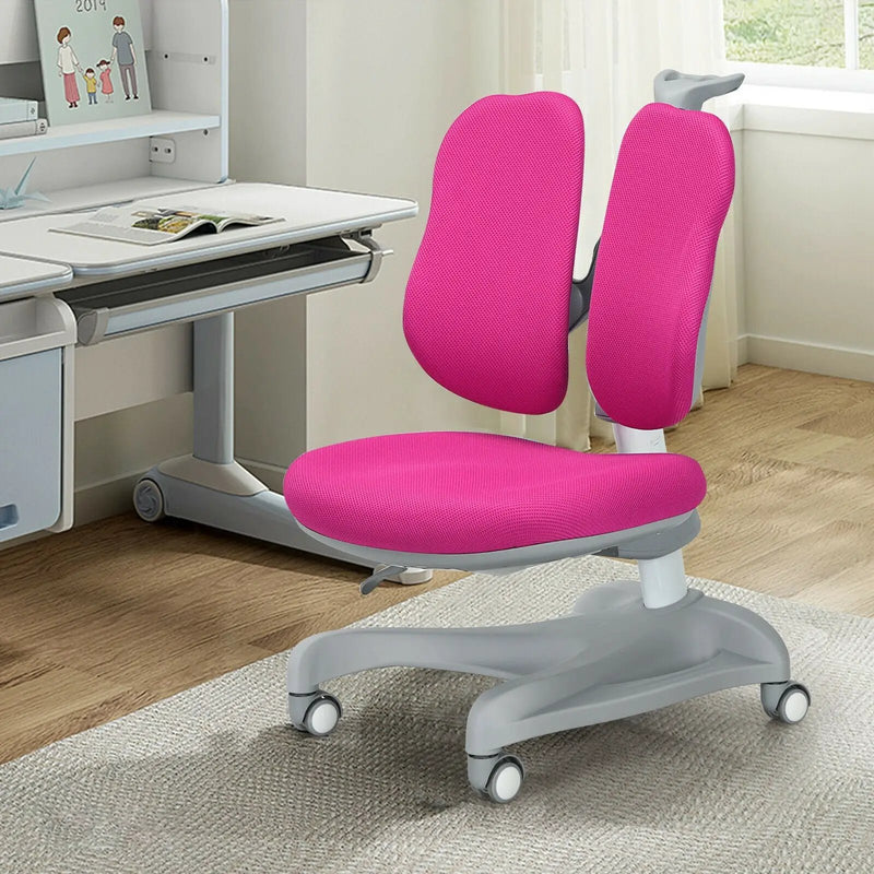 Adjustable Height Student Chair with Sit-Brake Casters and Lumbar Support for Home and School by DirectDeals