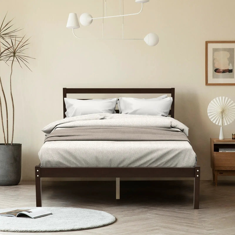 Full Size Bed frame Foundation with Solid Wooden Slat Suppor by DirectDeals