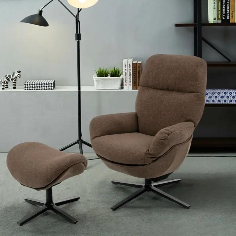 Upholstered Swivel Lounge Chair with Ottoman and Rocking Footstool by DirectDeals