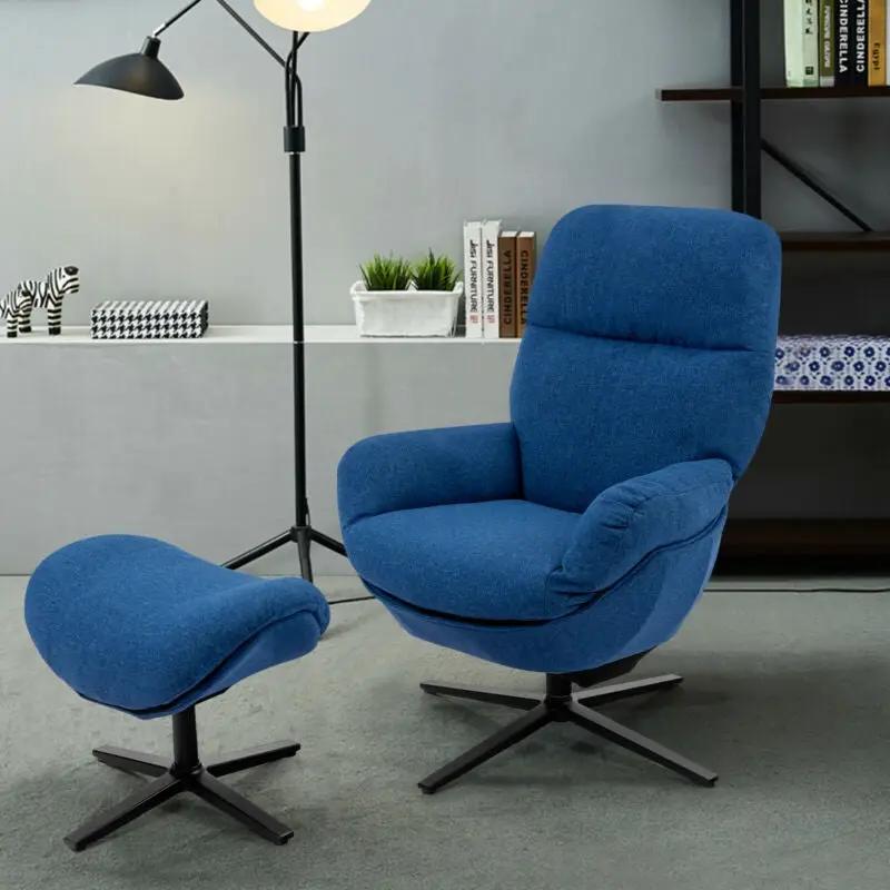 Upholstered Swivel Lounge Chair with Ottoman and Rocking Footstool by DirectDeals
