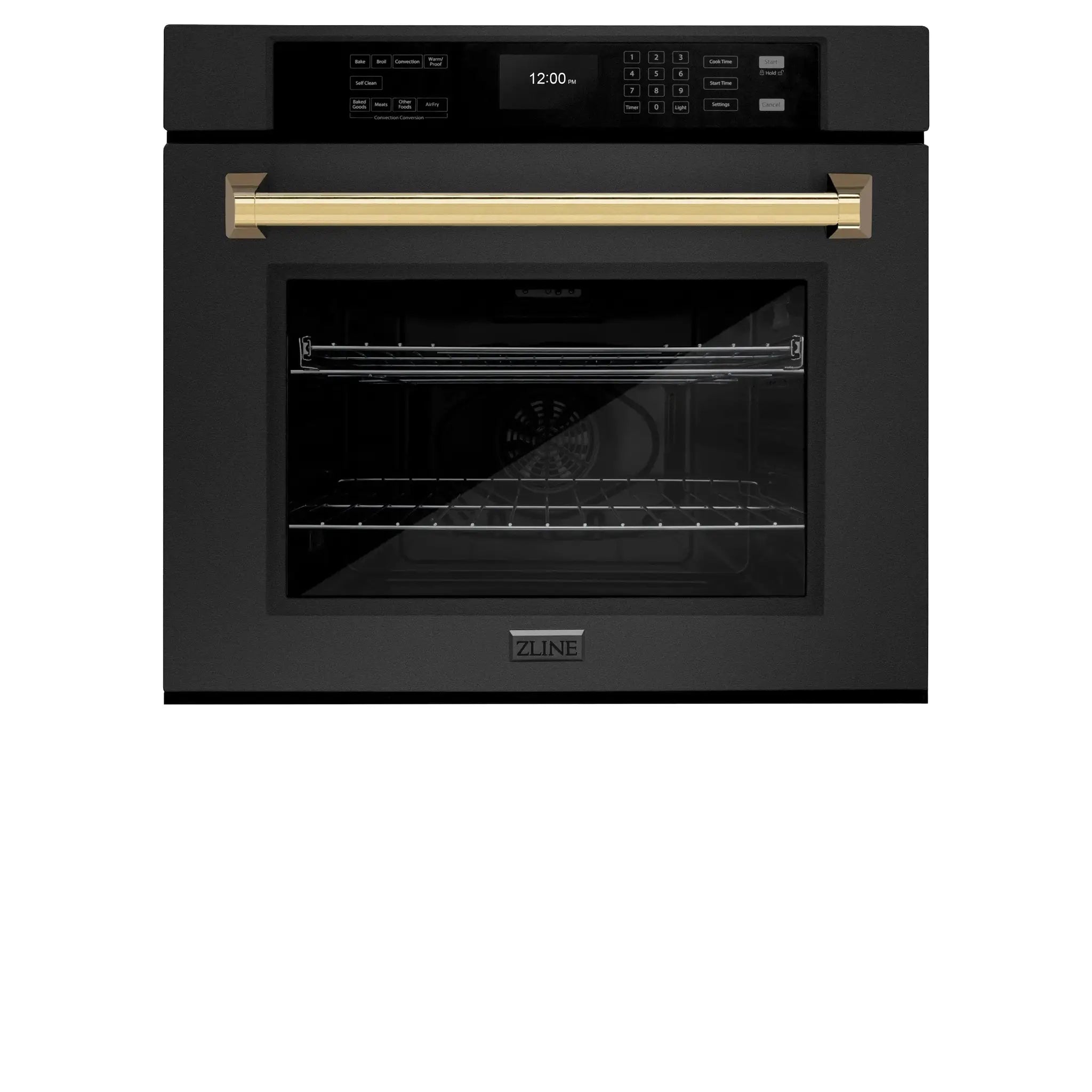 ZLINE 30 ". Professional True Convection Single Wall Oven, Air Fry, Self Clean, Black Stainless Steel, Gold WASBZ-30-G by Farmhouse Kitchen and Bath