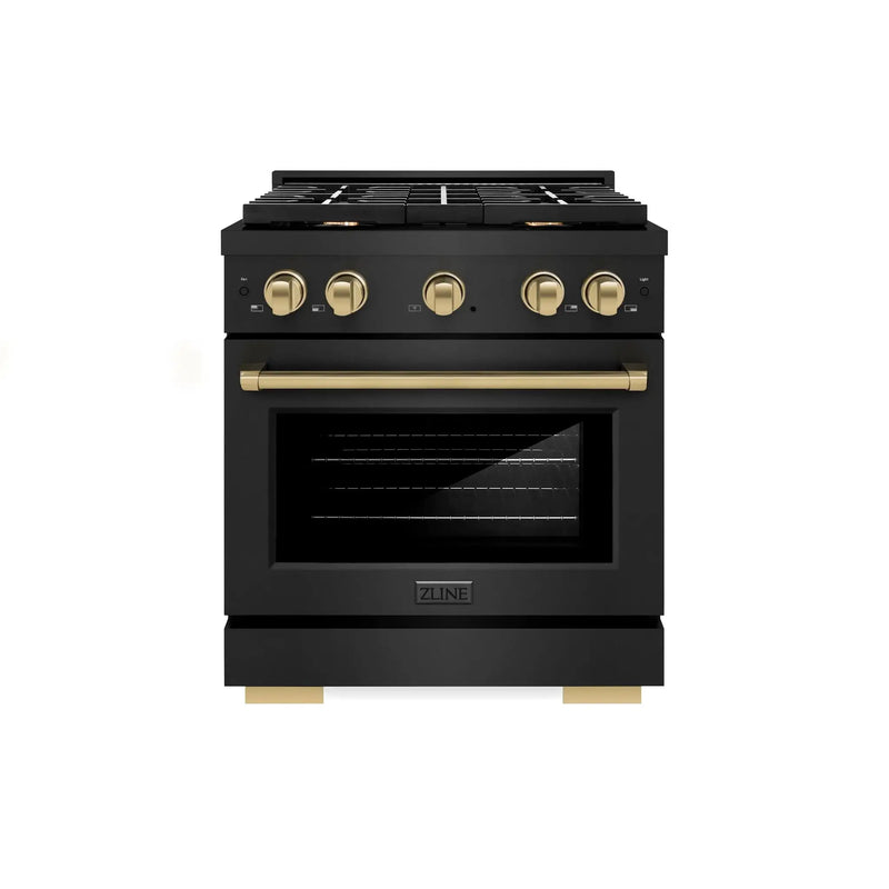 ZLINE 30"Paramount Dual Fuel Range Black Stainless Steel, Champagne Bronze SDRBZ-30-CB by Farmhouse Kitchen and Bath