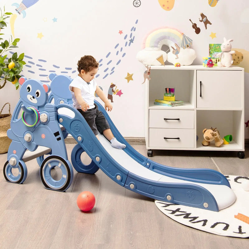 4-in-1 Foldable Baby Slide Toddler Climber Slide PlaySet with Ball by DirectDeals