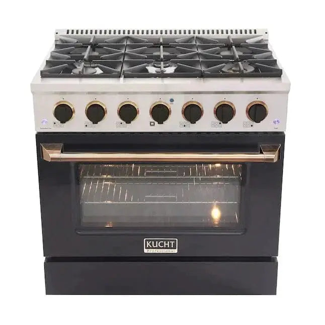 Kucht 36" Gas Range, Stainless Steel with Olive Green Oven Door, KNG361-OG by Farmhouse Kitchen and Bath
