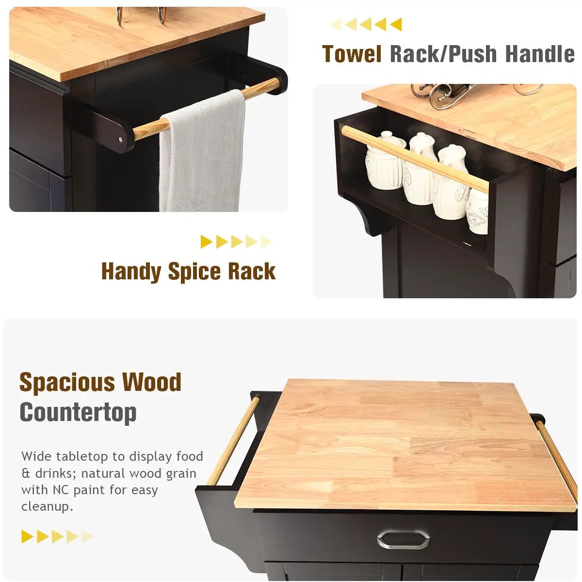 Utility Rolling Storage Cabinet Kitchen Island Cart with Spice Rack, photo 15 of 16