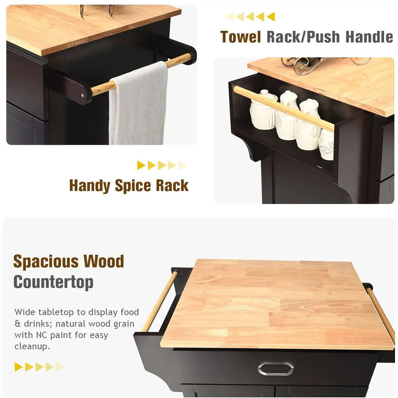 Utility Rolling Storage Cabinet Kitchen Island Cart with Spice Rack by DirectDeals