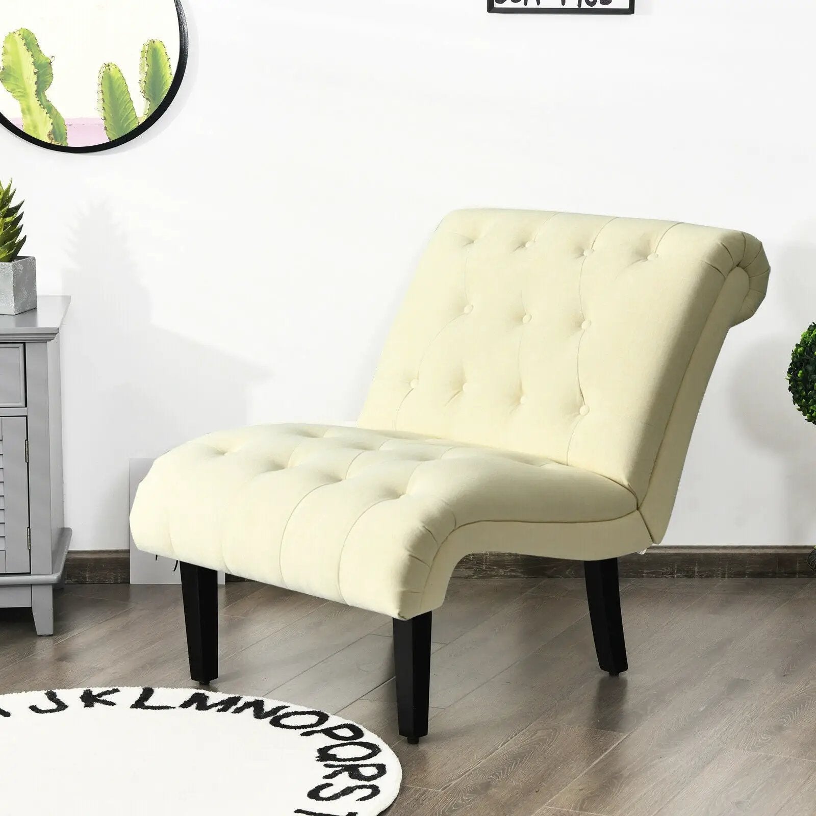 Cotton Linen Fabric Armless Accent Chair with Adjustable Foot Pads by DirectDeals