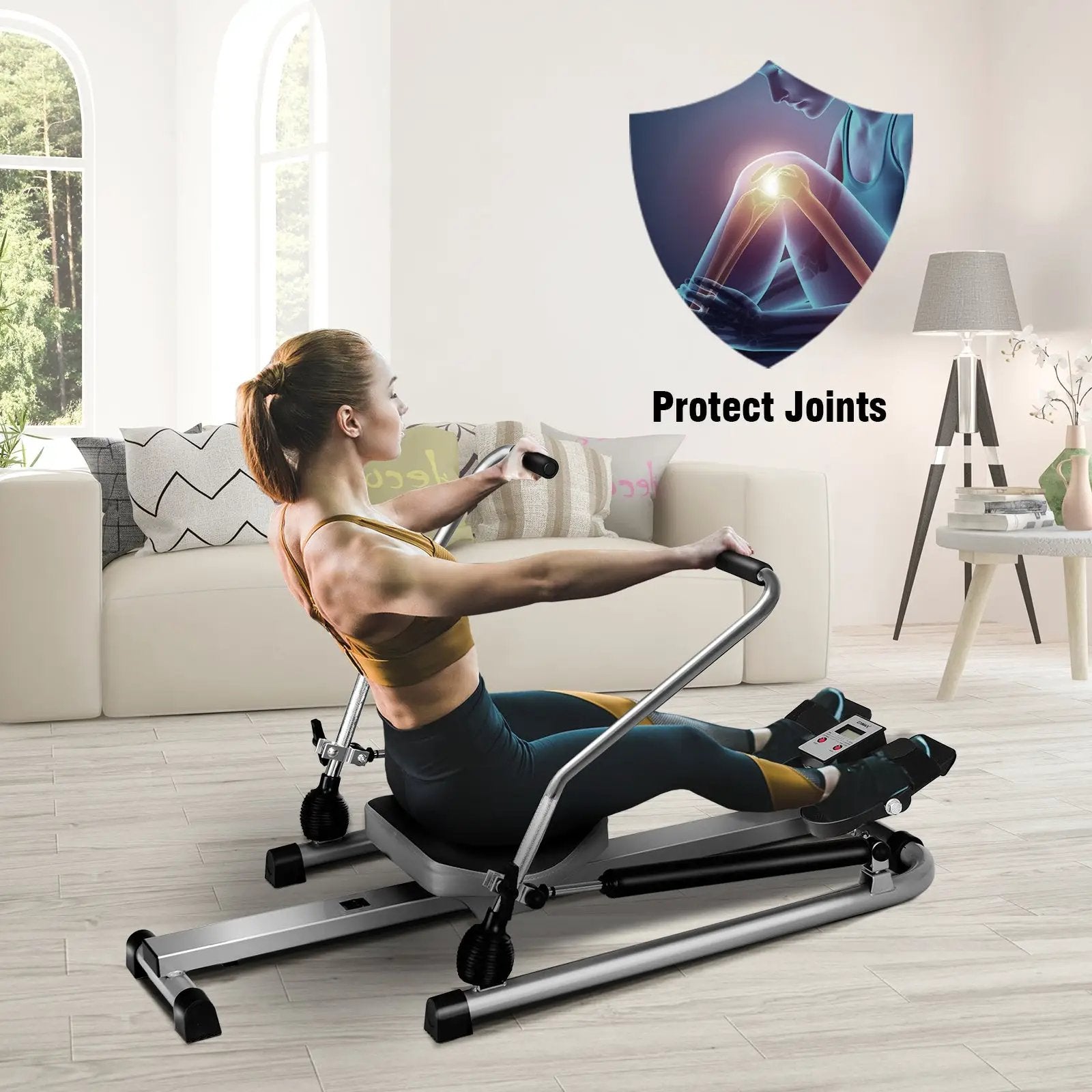 Exercise Adjustable Double Hydraulic Resistance Rowing Machine by DirectDeals