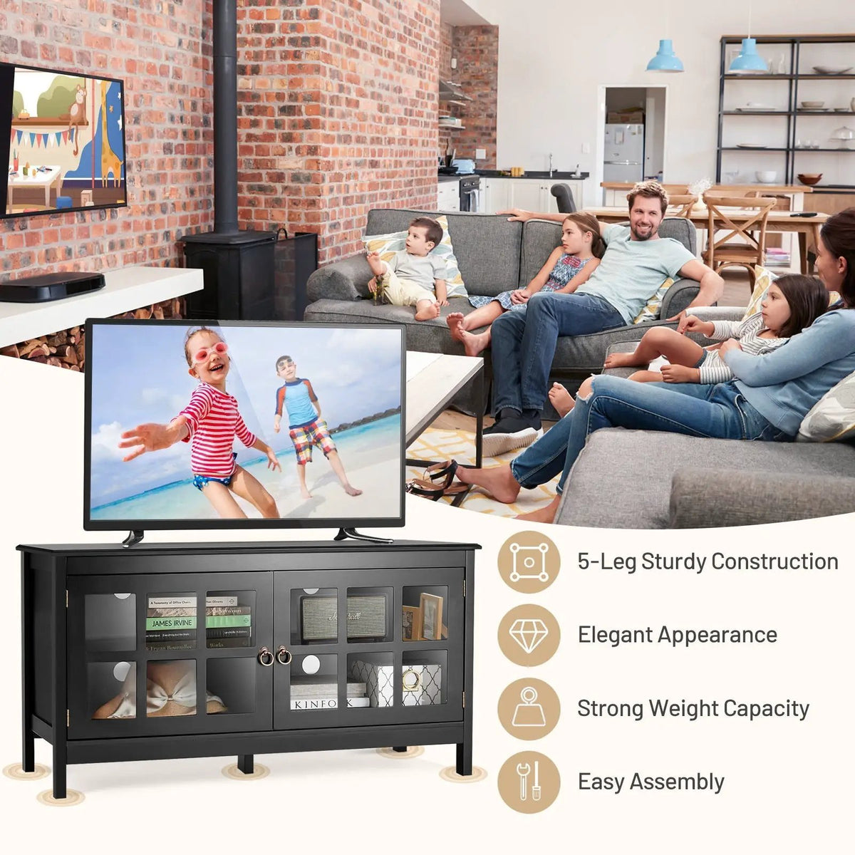 50 Inch Modern Wood Large TV Stand Entertainment Center for TV, photo 14 of 16