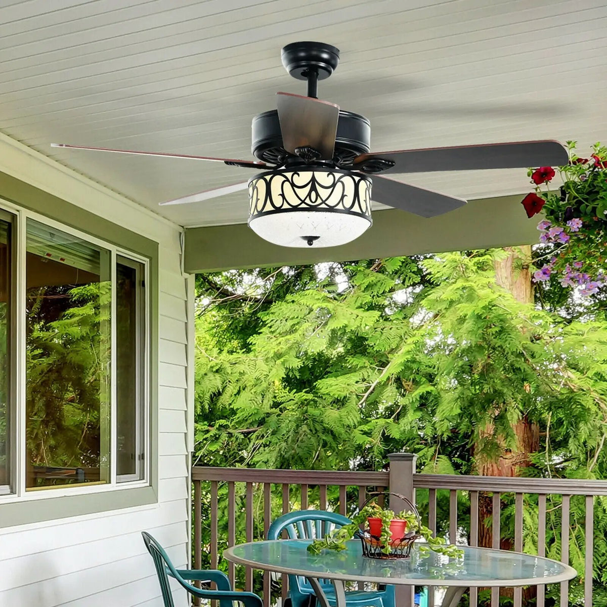 52 Inch Ceiling Fan with Light Reversible Blade and Adjustable Speed, photo 6 of 16