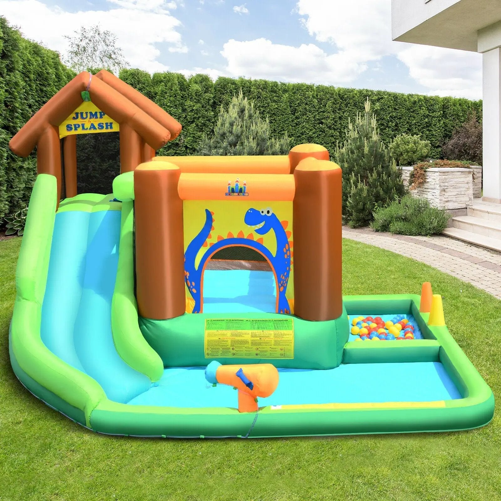 Inflatable Waterslide Bounce House Climbing Wall without Blower by DirectDeals
