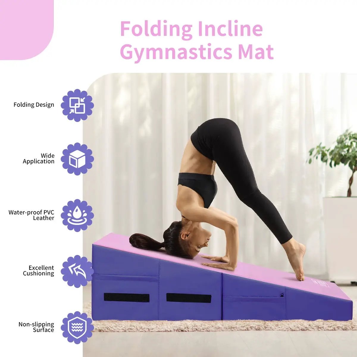 Folding Wedge Exercise Gymnastics Mat with Handles, photo 6 of 16