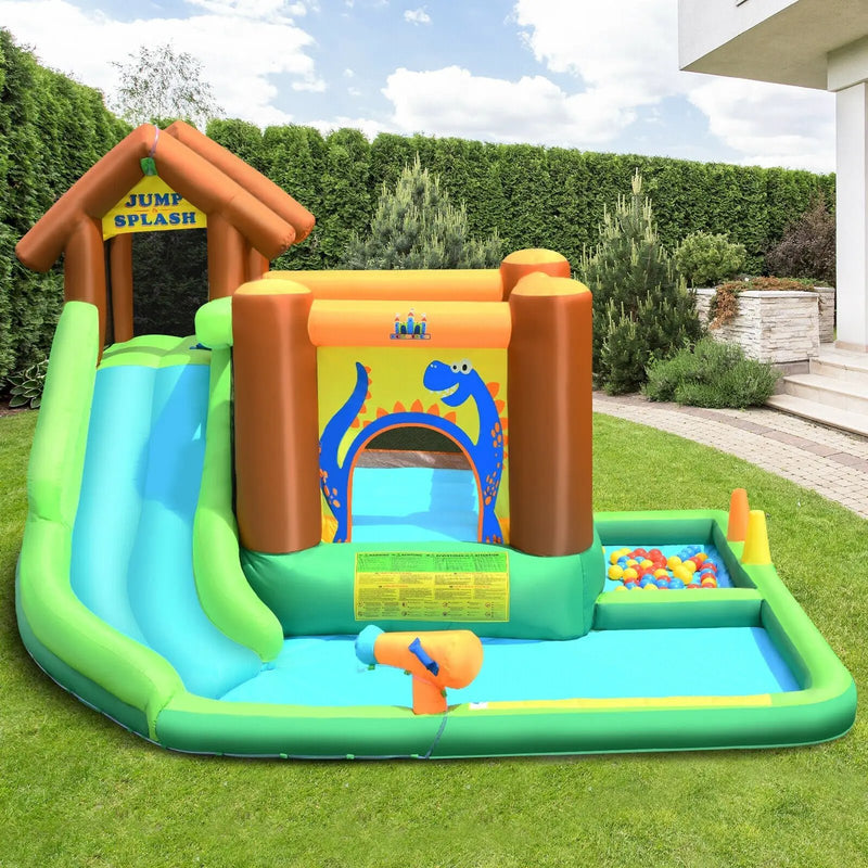 Inflatable Waterslide Bounce House Climbing Wall Ball Pit with Blower by DirectDeals