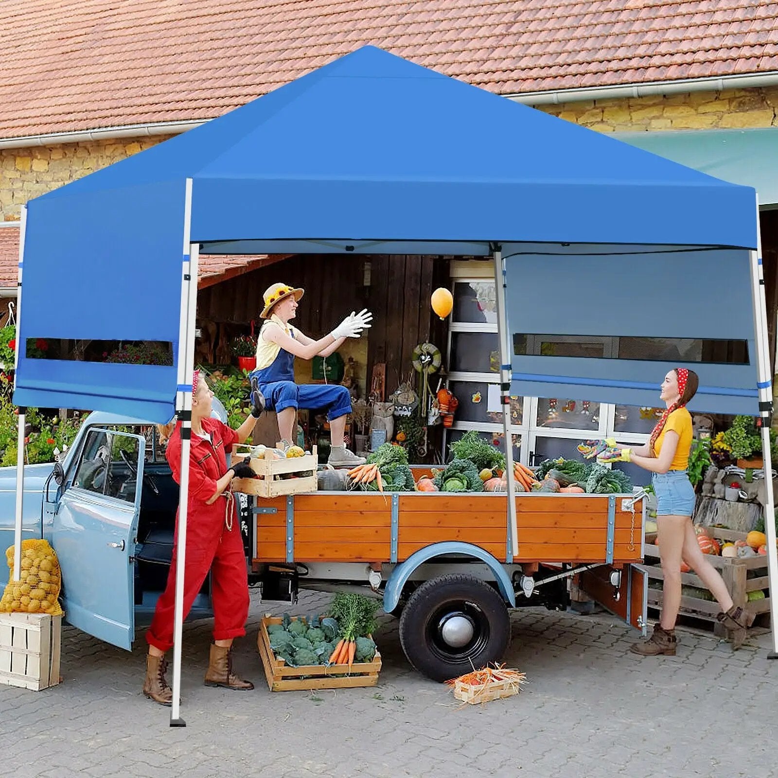 17 Feet x 10 Feet Foldable Pop Up Canopy with Adjustable Instant Sun Shelter by DirectDeals