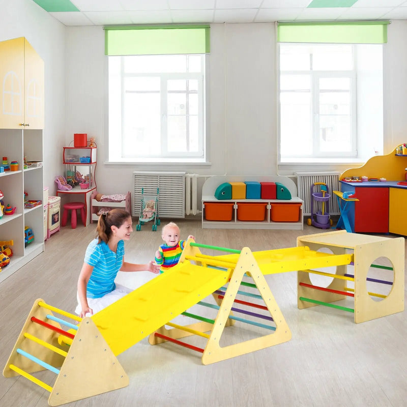 5 in 1 Kids Triangle Climber Play Gym Set with 2 Ramps by DirectDeals