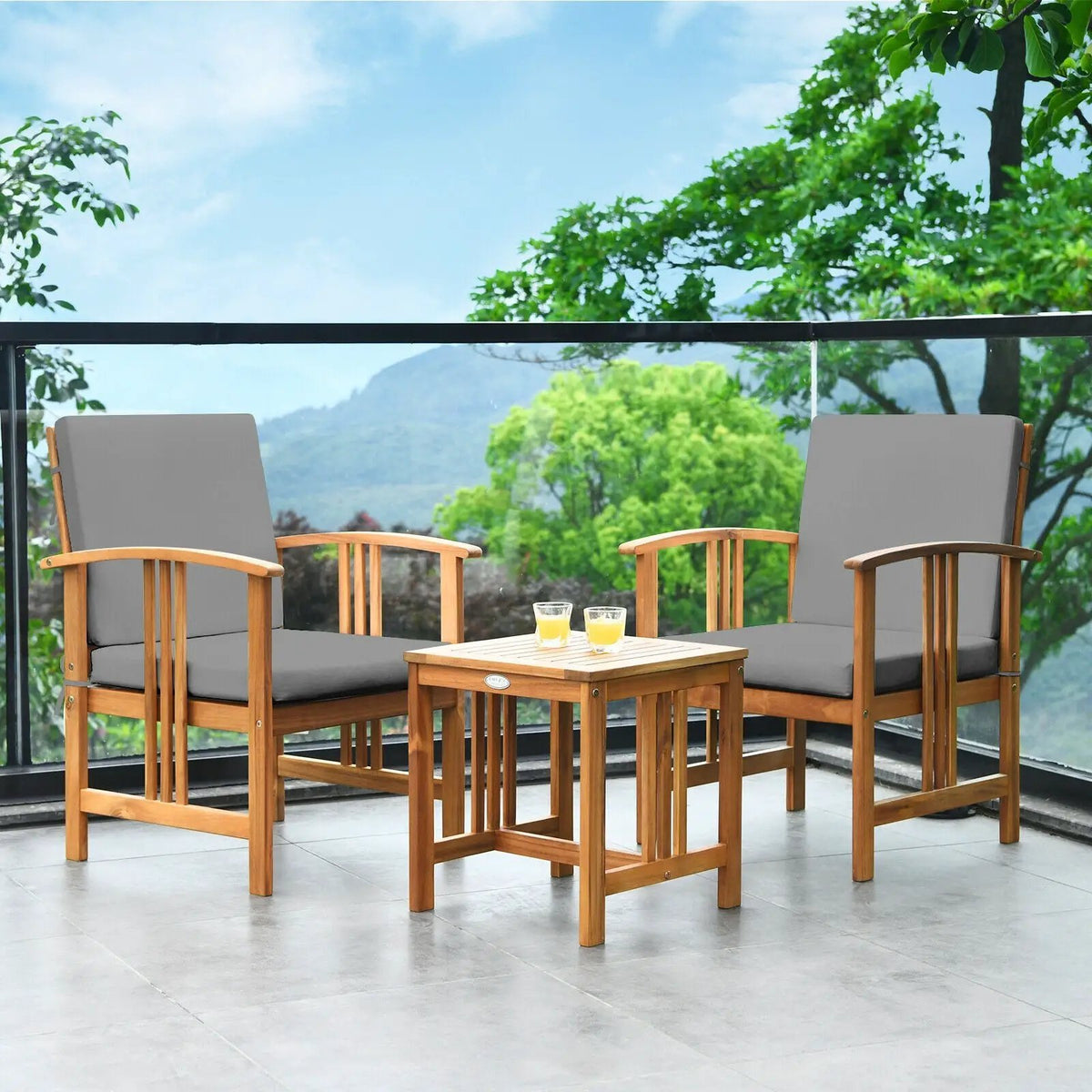 3PC Solid Wood Outdoor Patio Sofa Furniture Set by DirectDeals