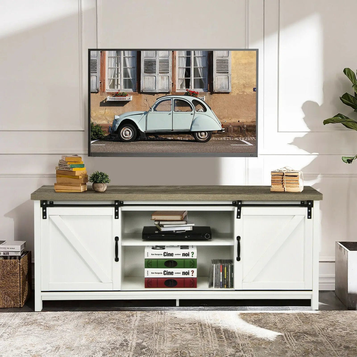 TV Stand Media Center Console Cabinet with Sliding Barn Door, photo 5 of 32