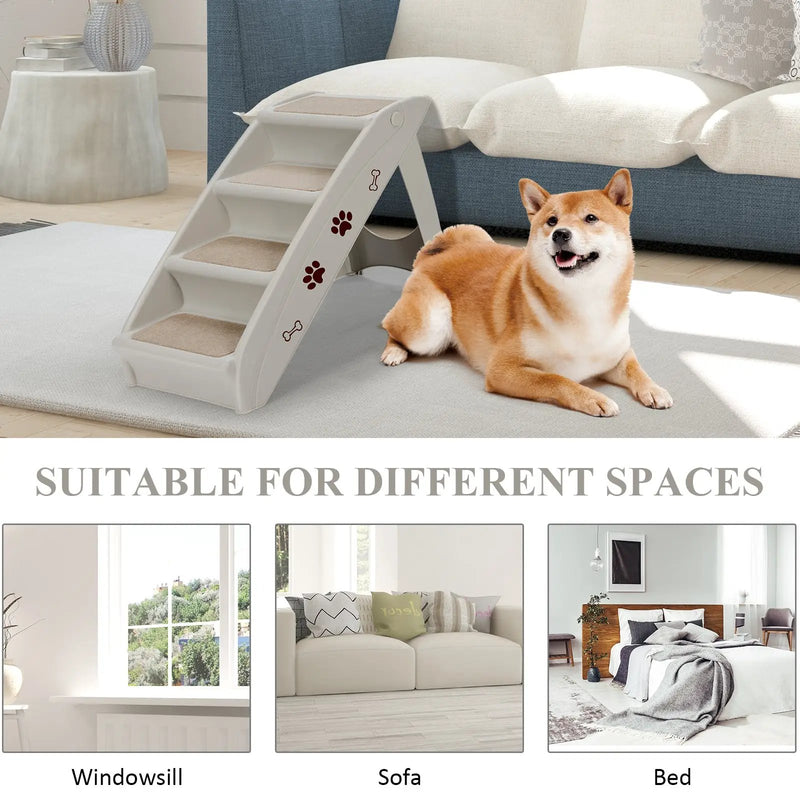 Collapsible Plastic Pet Stairs 4 Step Ladder for Small Dog and Cats by DirectDeals