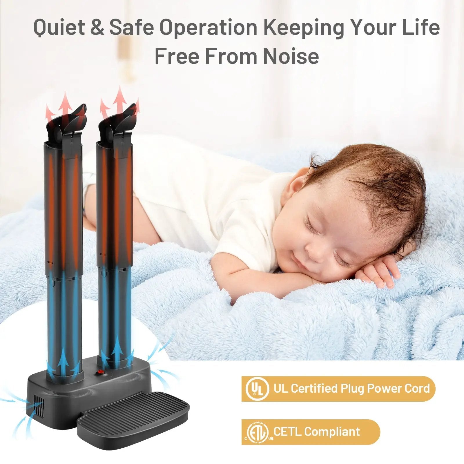 2-Shoe Electric Shoe Dryer with Portable Adjustable Warmer by DirectDeals