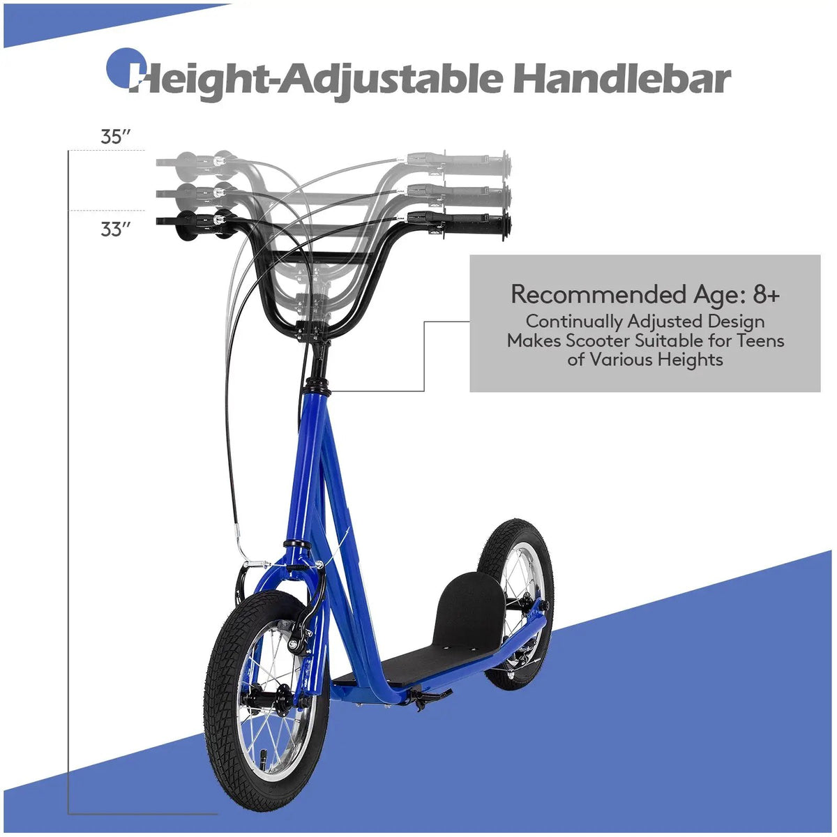 Height Adjustable Kid Kick Scooter with 12 Inch Air Filled Wheel, photo 5 of 12
