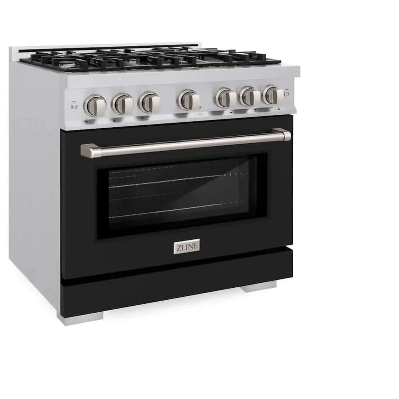 ZLINE 36" Select Gas Range Convection Gas Oven Stainless Steel Black Matte Door HGR-BLM-36 by Farmhouse Kitchen and Bath