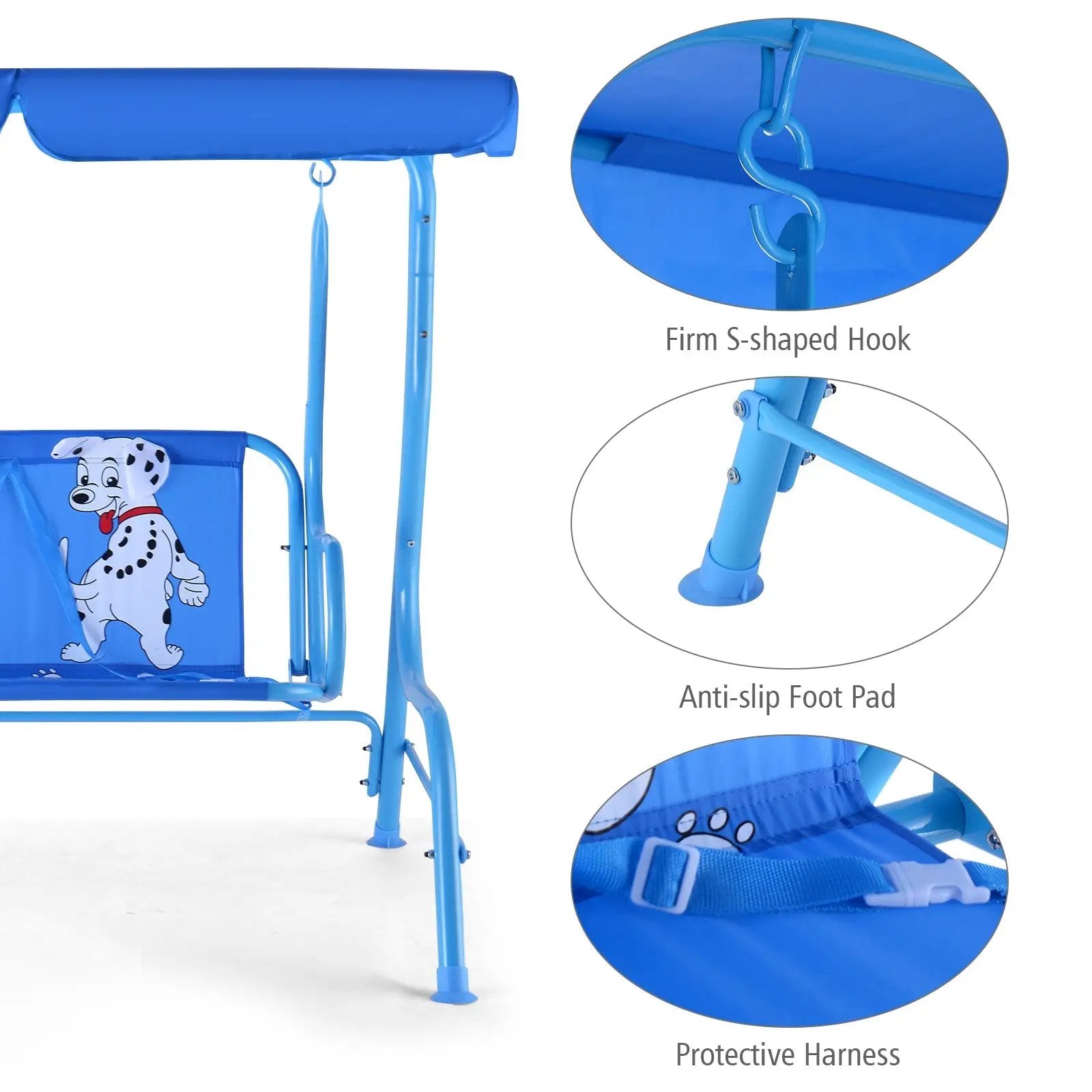 Outdoor Kids Patio Swing Bench with Canopy 2 Seats by DirectDeals