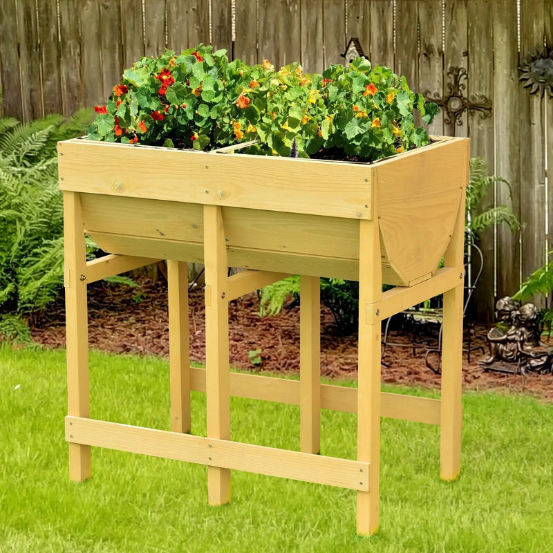Raised Wooden Planter Vegetable Flower Bed with Liner by DirectDeals
