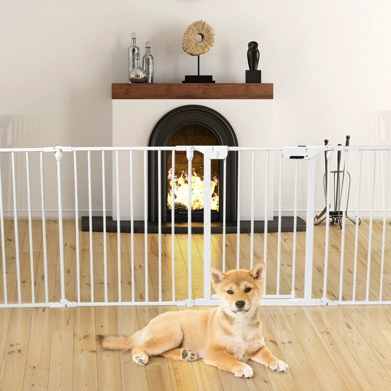 Adjustable Panel Baby Safe Metal Gate Play Yard-White by DirectDeals