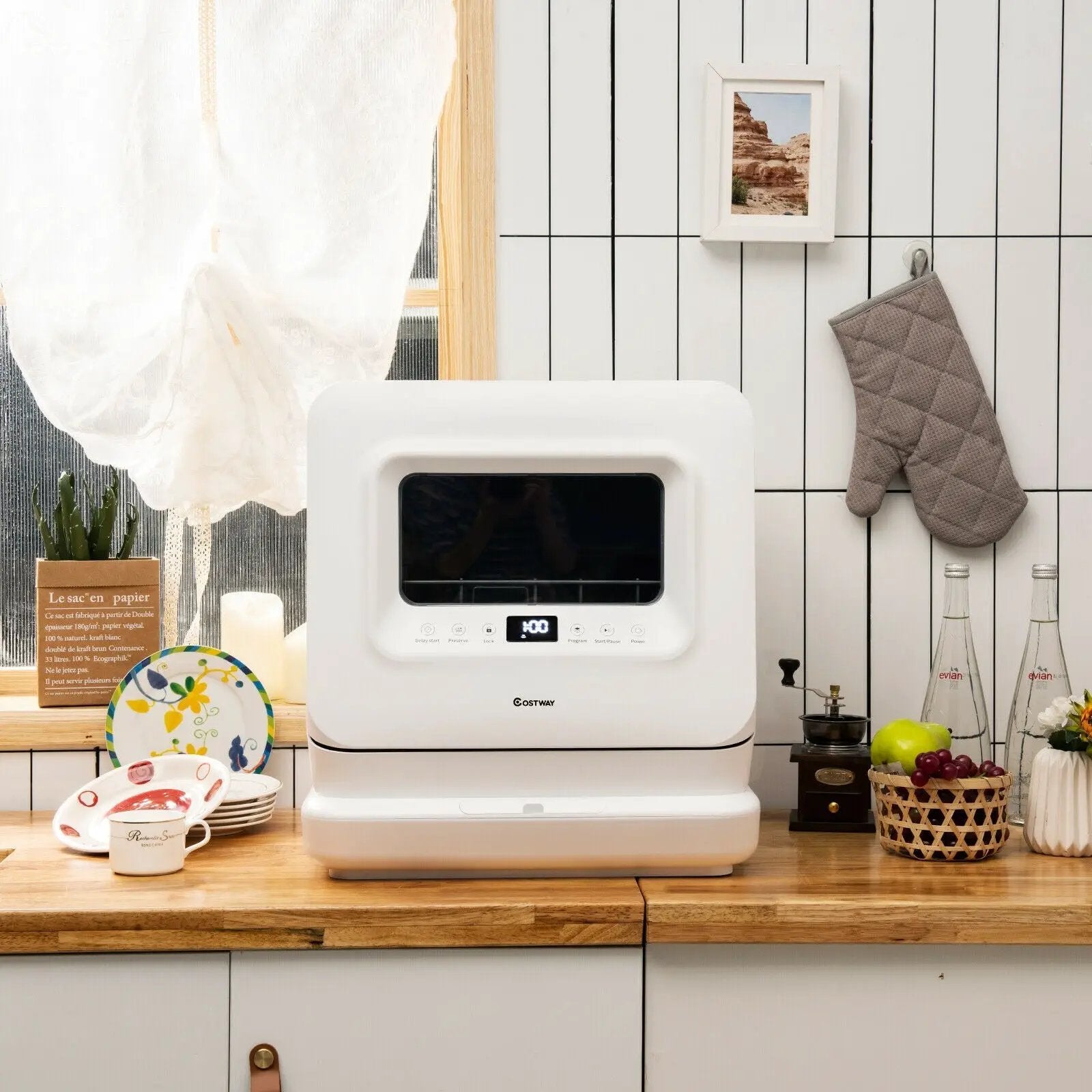 Portable Countertop Dishwasher Air Drying 5 Programs with 7.5L Water Tank by DirectDeals