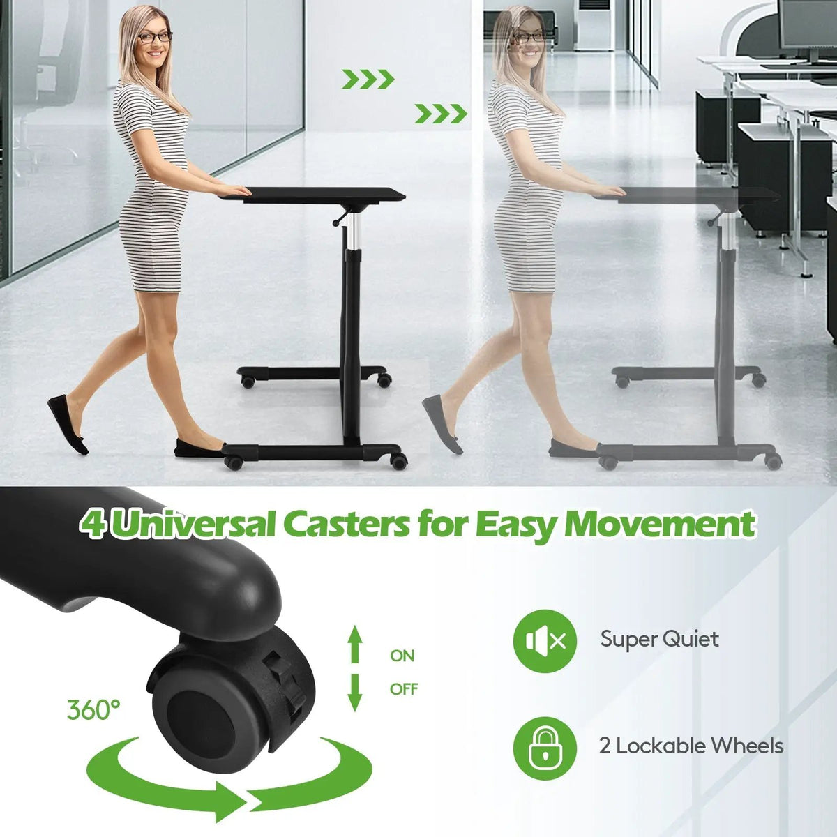 Height Adjustable Computer Desk Sit to Stand Rolling, photo 6 of 11
