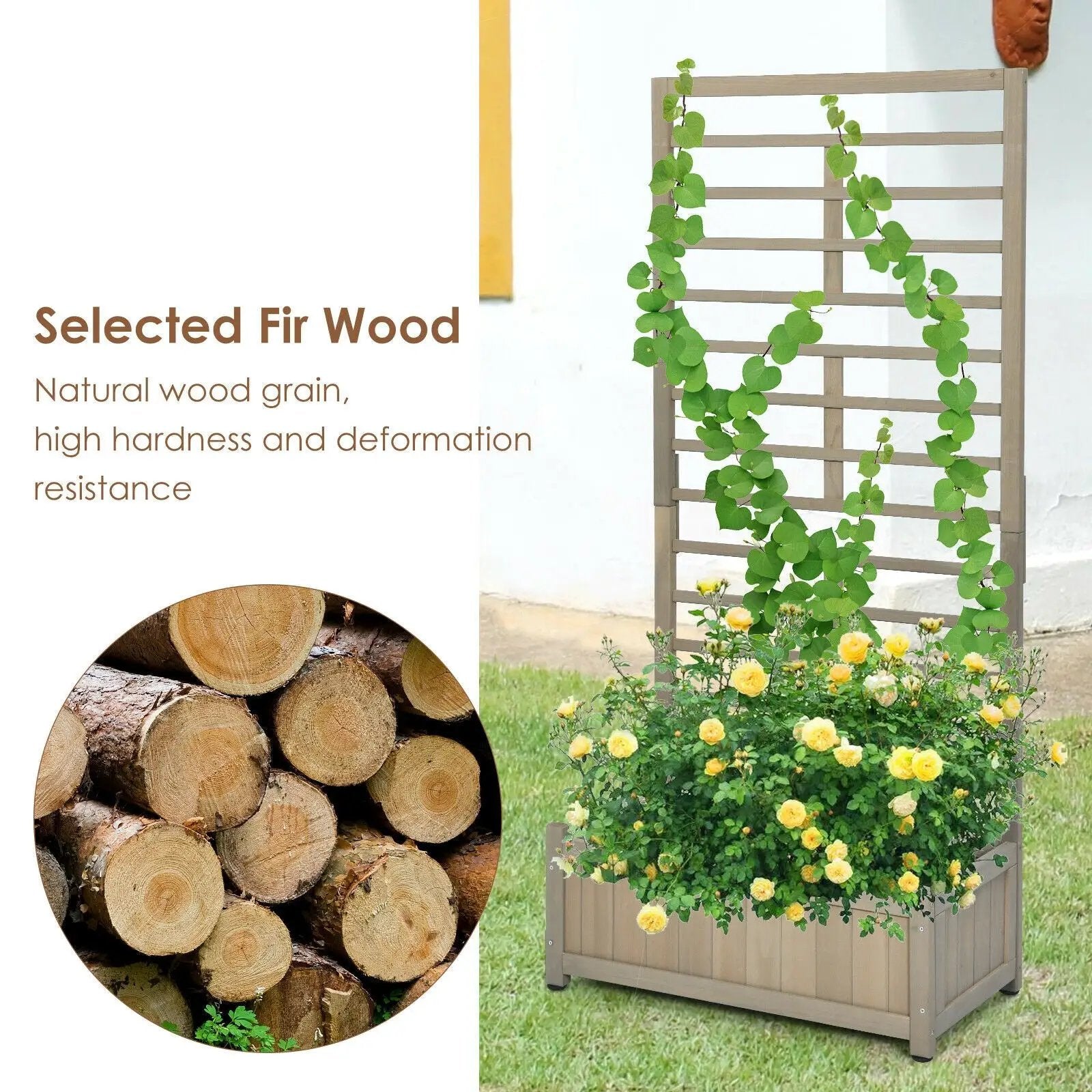 Raised Garden Bed with Trellis for Climbing Plants by DirectDeals