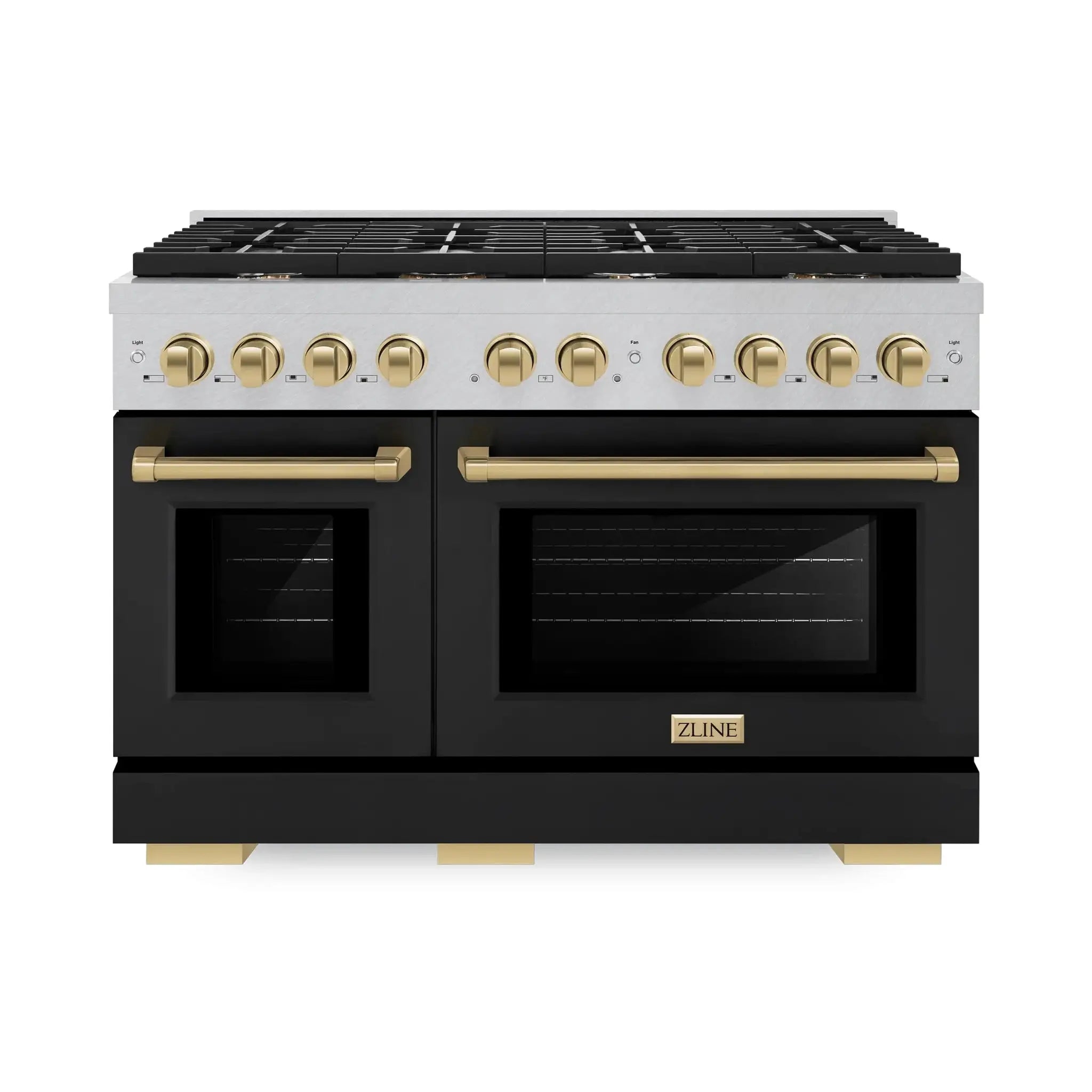 ZLINE 48"Paramount Dual Fuel Range DuraSnow® Black Matte, Champagne Bronze SDRSZ-BLM-48-CB by Farmhouse Kitchen and Bath