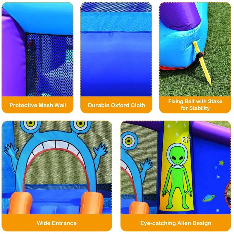 Inflatable Alien Style Kids Bouncy Castle with 480W Air Blower by DirectDeals