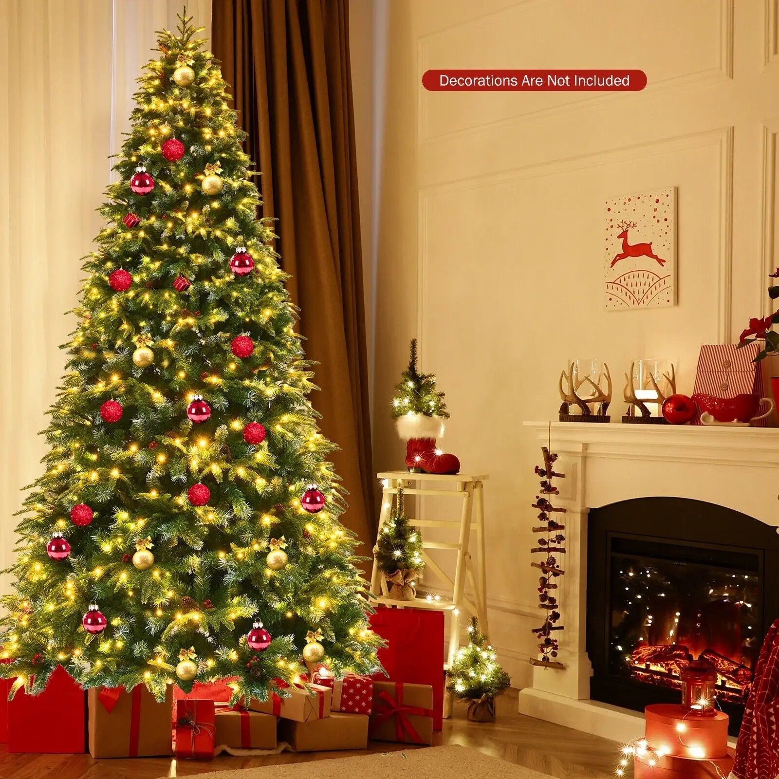 Pre-Lit Snowy Christmas Hinged Tree with Multi-Color Lights by DirectDeals