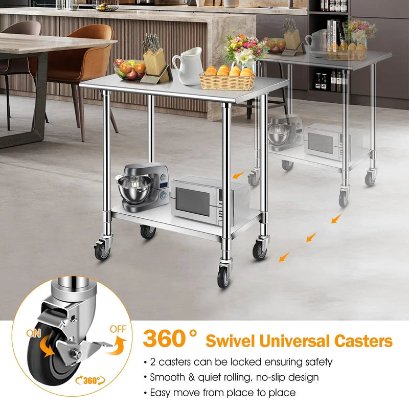 Stainless Steel Commercial Kitchen Prep and Work Table by DirectDeals