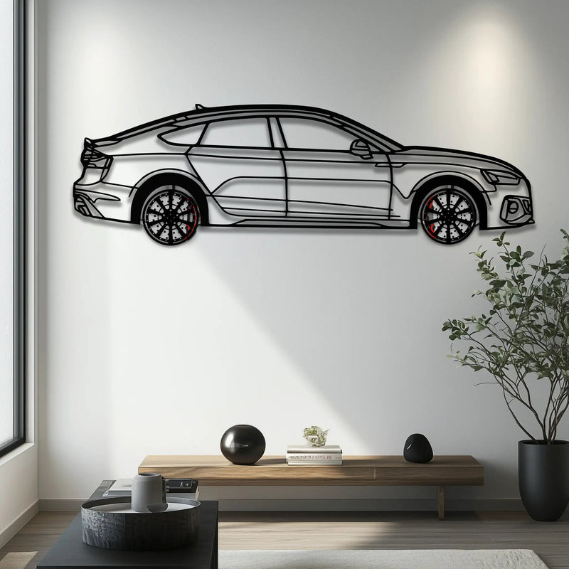 Audi RS5 Metal Car Wall Art with Rotating Wheels - Performance Sportback Silhouette Decor - Interactive Automotive Wall Art - KAFMEKA097 by Enova Art