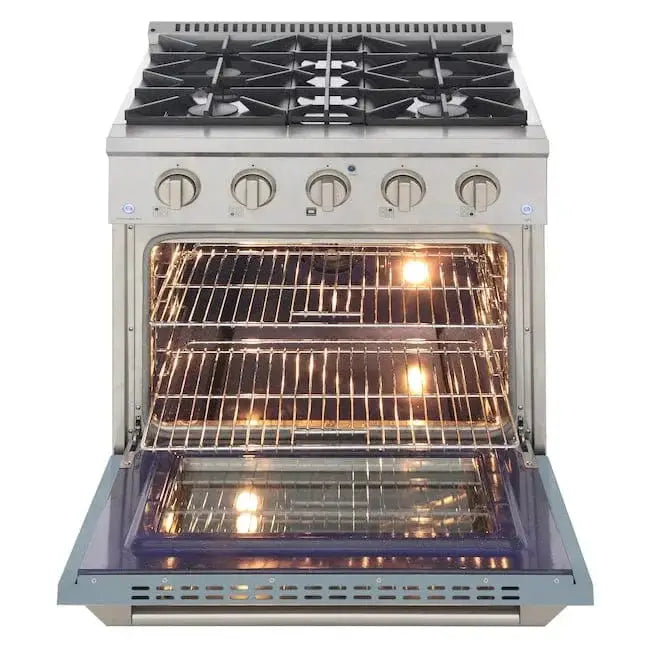 Kucht 30" Gas Range in Stainless Steel with Light Blue Oven Door, KNG301-LB by Farmhouse Kitchen and Bath