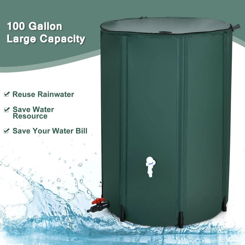 100 Gallon Portable Rain Barrel Water Collector Tank with Spigot Filter by DirectDeals