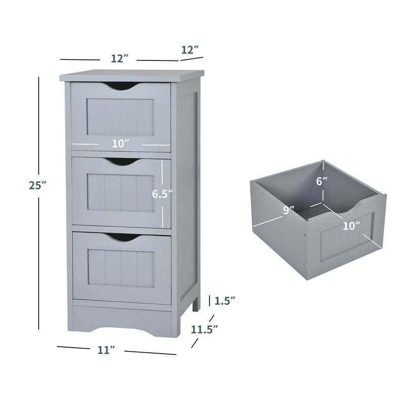 Bathroom Floor Freestanding Storage Organizer with 3 Drawers by DirectDeals