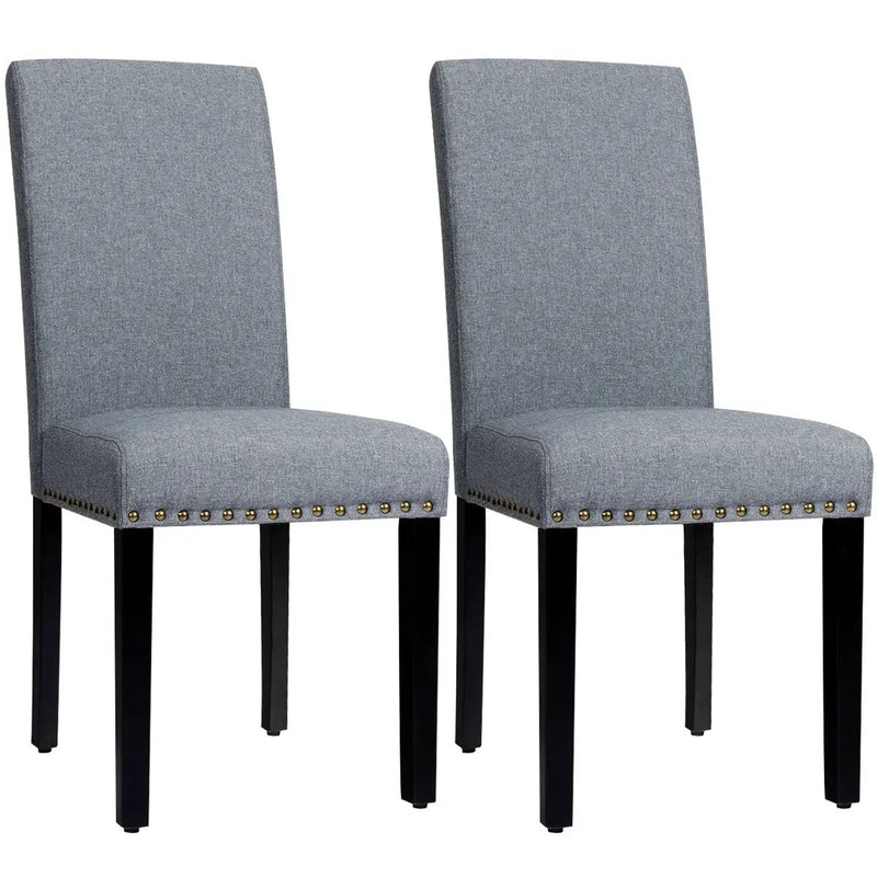 Set of 2 Fabric Upholstered Dining Chairs with Nailhead by DirectDeals