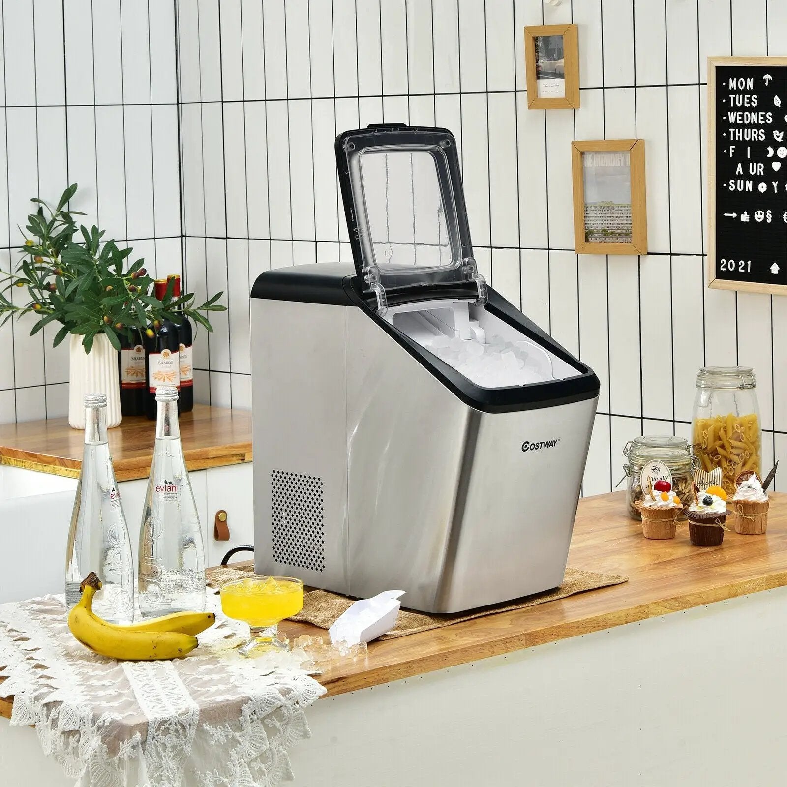 Ice Making Machine with 29 Pounds Pebble Ice per Day-Silver by DirectDeals